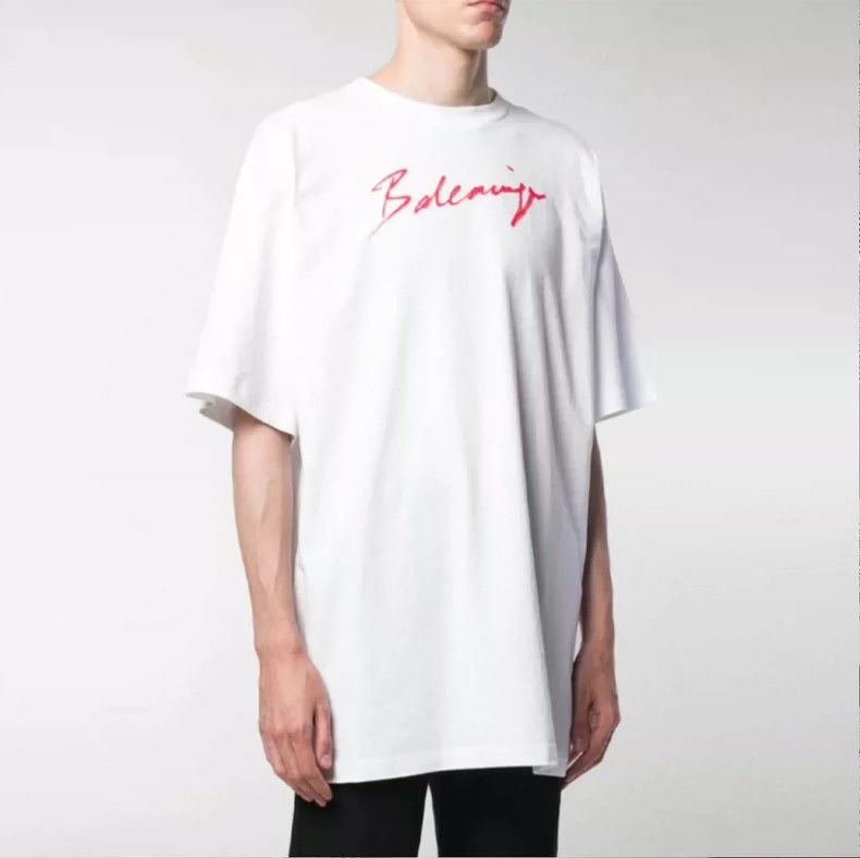 Balenciaga Balenciaga Red Logo Oversized T-shirt - dmc Size US XXS / EU 40 - 2 Thumbnail