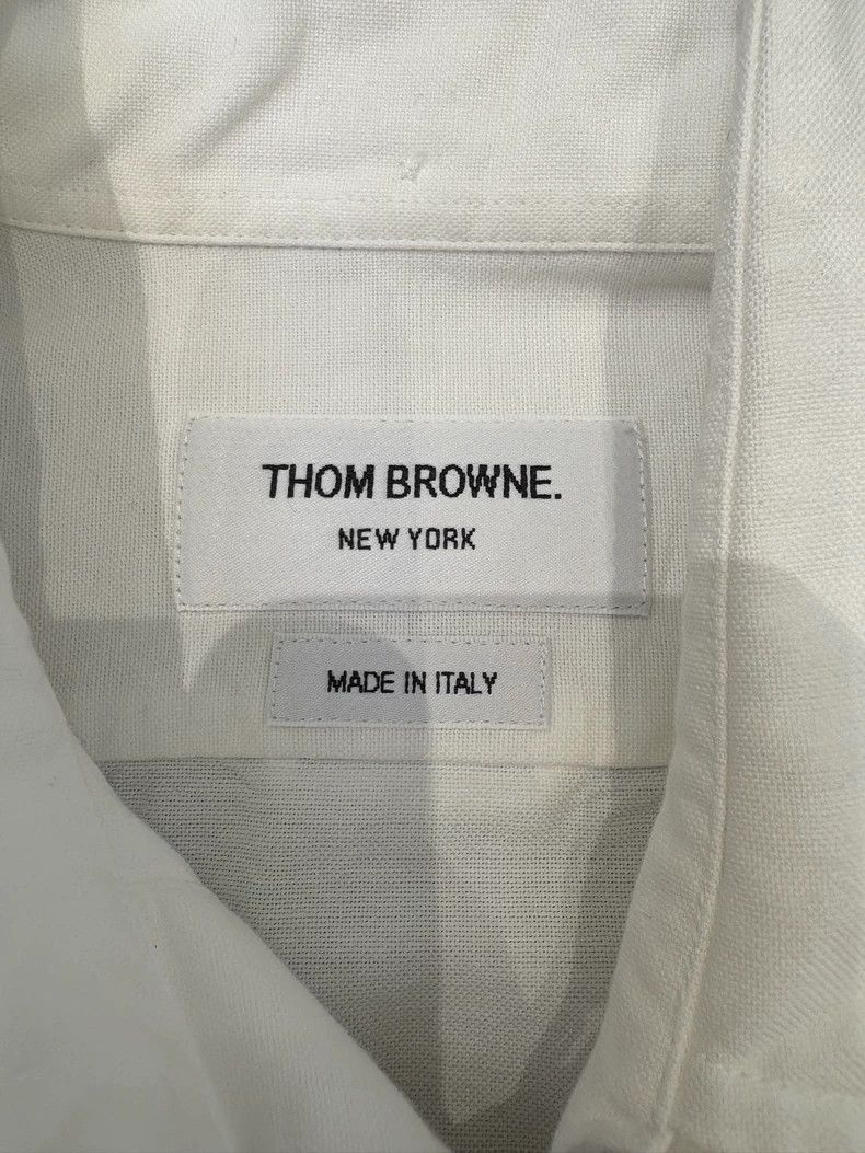 Thom Browne Thom Browne Three-Stripe Button-Up Shirt - dmc Size US XXS / EU 40 - 5 Thumbnail