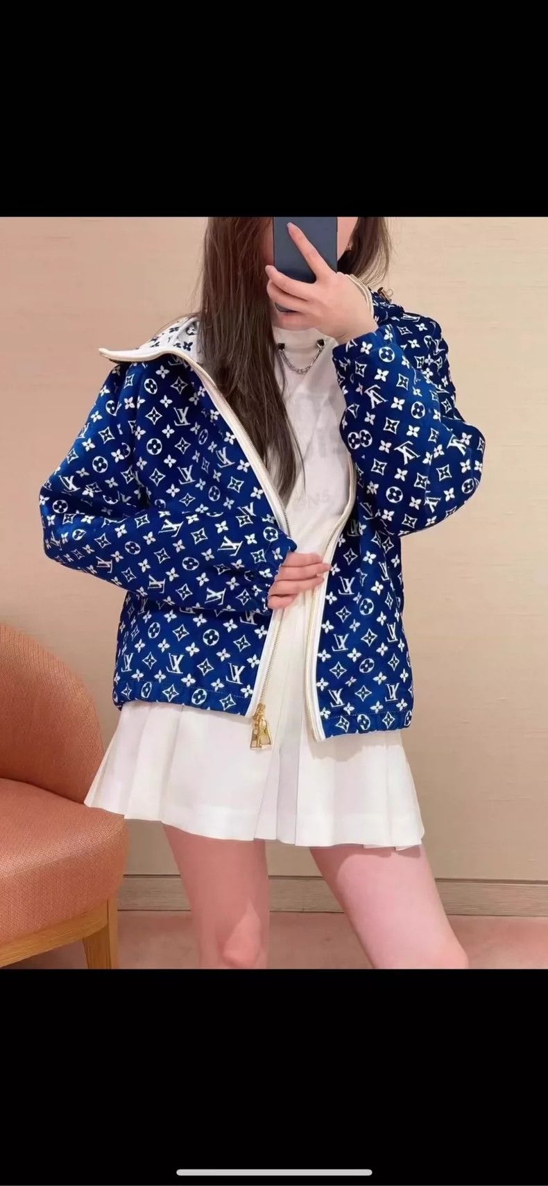 Louis Vuitton LV Blue White Reversible Monogram Jacket - dmc Size US XS / EU 42 / 0 - 6 Thumbnail