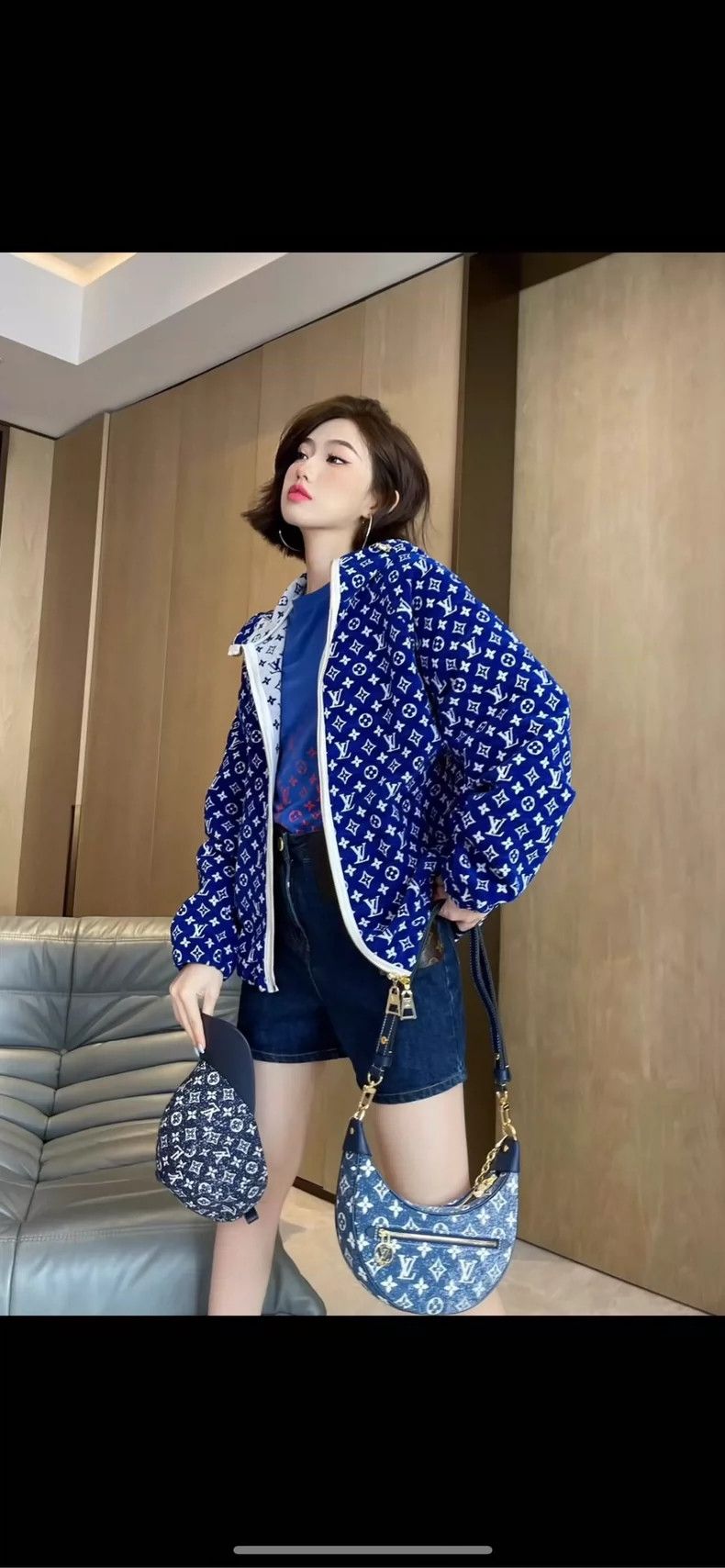 Louis Vuitton LV Blue White Reversible Monogram Jacket - dmc Size US XS / EU 42 / 0 - 8 Thumbnail