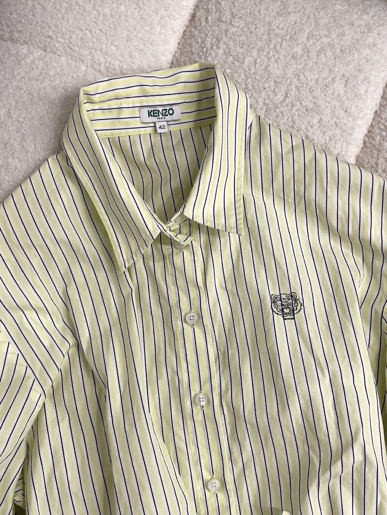 Kenzo KENZO Fluorescent Green Striped Shirt - dmc Size US M / EU 48-50 / 2 - 3 Thumbnail