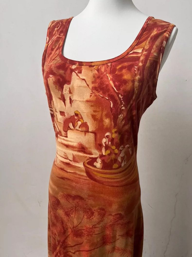 Vintage Kenzo Portrait Print Long Dress - dmc Size US 38 / EU 54 - 2 Thumbnail
