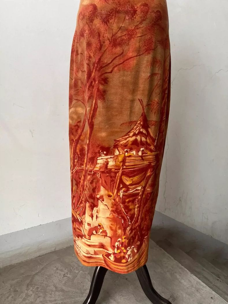 Vintage Kenzo Portrait Print Long Dress - dmc Size US 38 / EU 54 - 4 Thumbnail