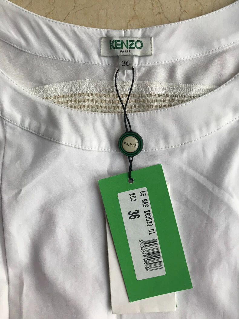 Kenzo Kenzo White Short-Sleeve Dress - dmc Size US M / EU 48-50 / 2 - 2 Thumbnail