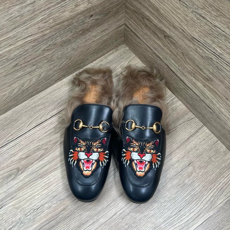 Gucci Gucci Cat Head Embroidered Fur Mules - dmc Size US 8 / EU 41 - 4 Thumbnail
