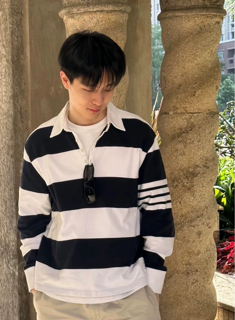 Thom Browne Thom Browne Striped Polo Longsleeve - dmc Size US S / EU 44-46 / 1 - 2 Thumbnail