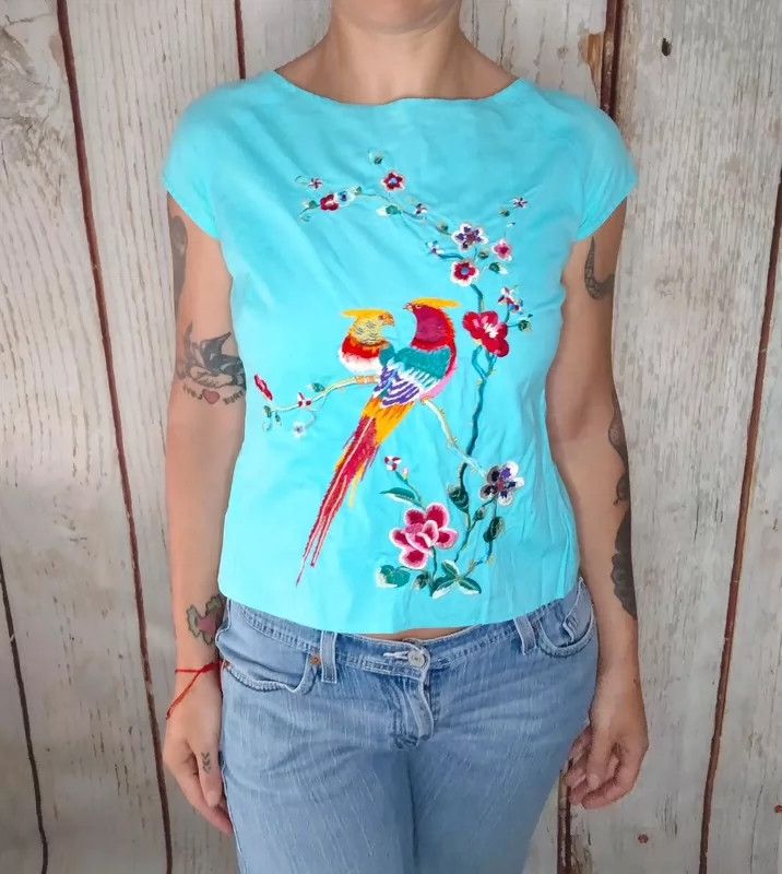 Kenzo KENZO 90s Embroidered Bird Floral Top - dmc Size US S / EU 44-46 / 1 - 4 Thumbnail