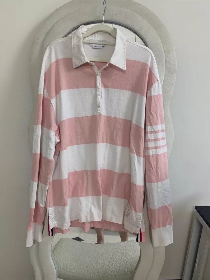 Thom Browne Thom Browne Striped Long Sleeve Polo - dmc Size US L / EU 52-54 / 3 - 2 Thumbnail
