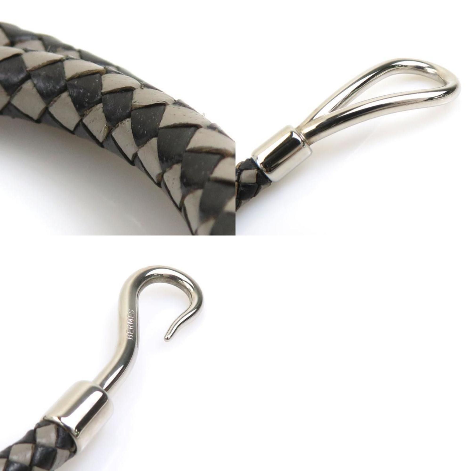 Hermes Hermes Hermès Jumbo Leather Choker Necklace in Black, Gray, and Silver for Women (e60848g) Size ONE SIZE - 5 Thumbnail