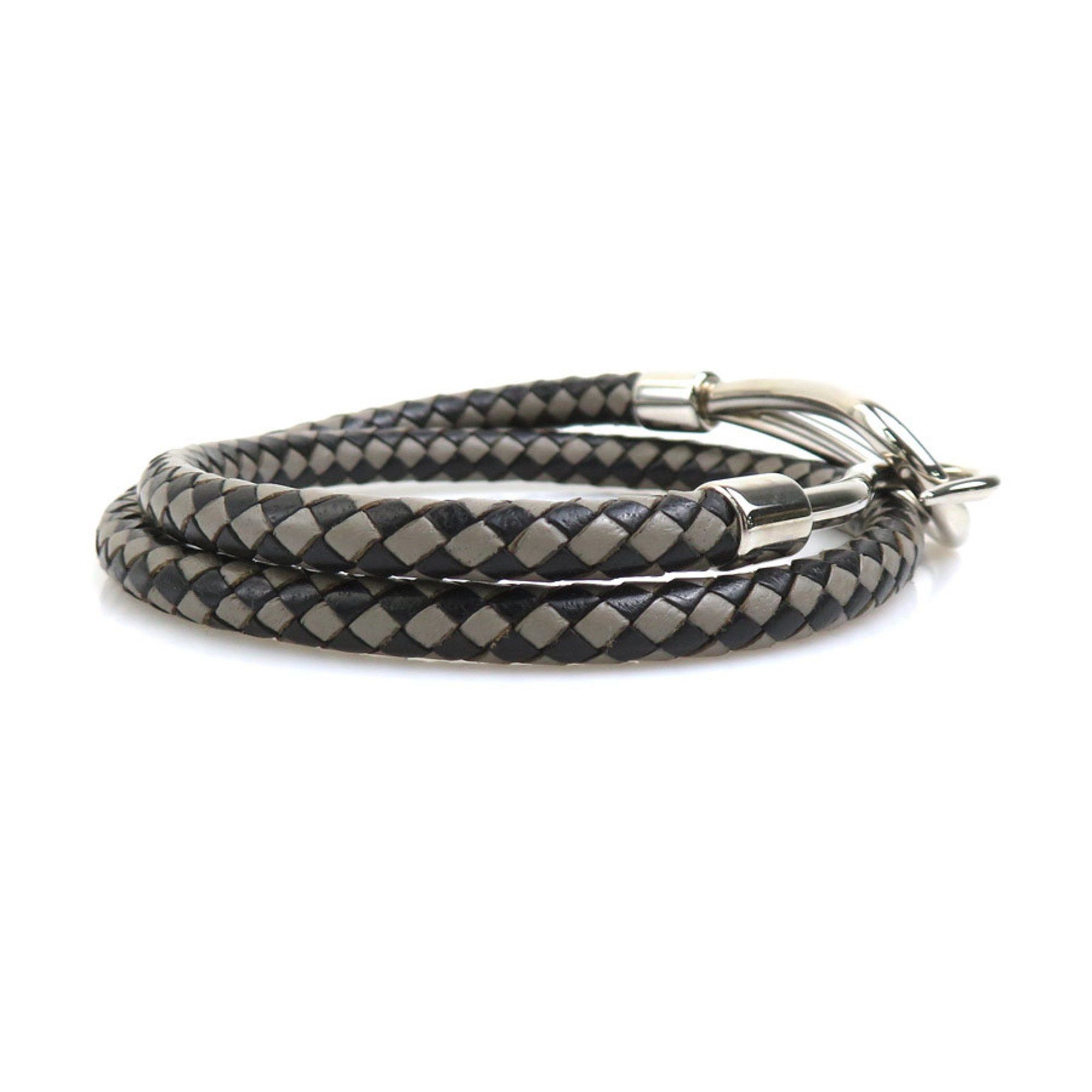 Hermes Hermes Hermès Jumbo Leather Choker Necklace in Black, Gray, and Silver for Women (e60848g) Size ONE SIZE - 2 Thumbnail