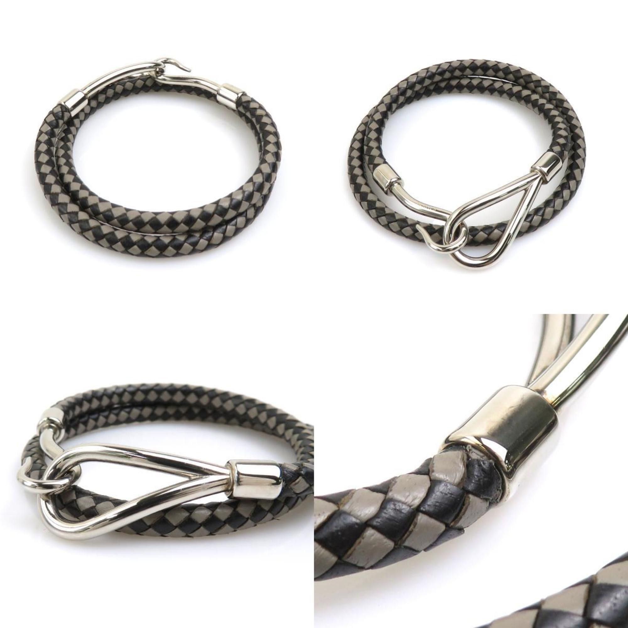 Hermes Hermes Hermès Jumbo Leather Choker Necklace in Black, Gray, and Silver for Women (e60848g) Size ONE SIZE - 4 Thumbnail