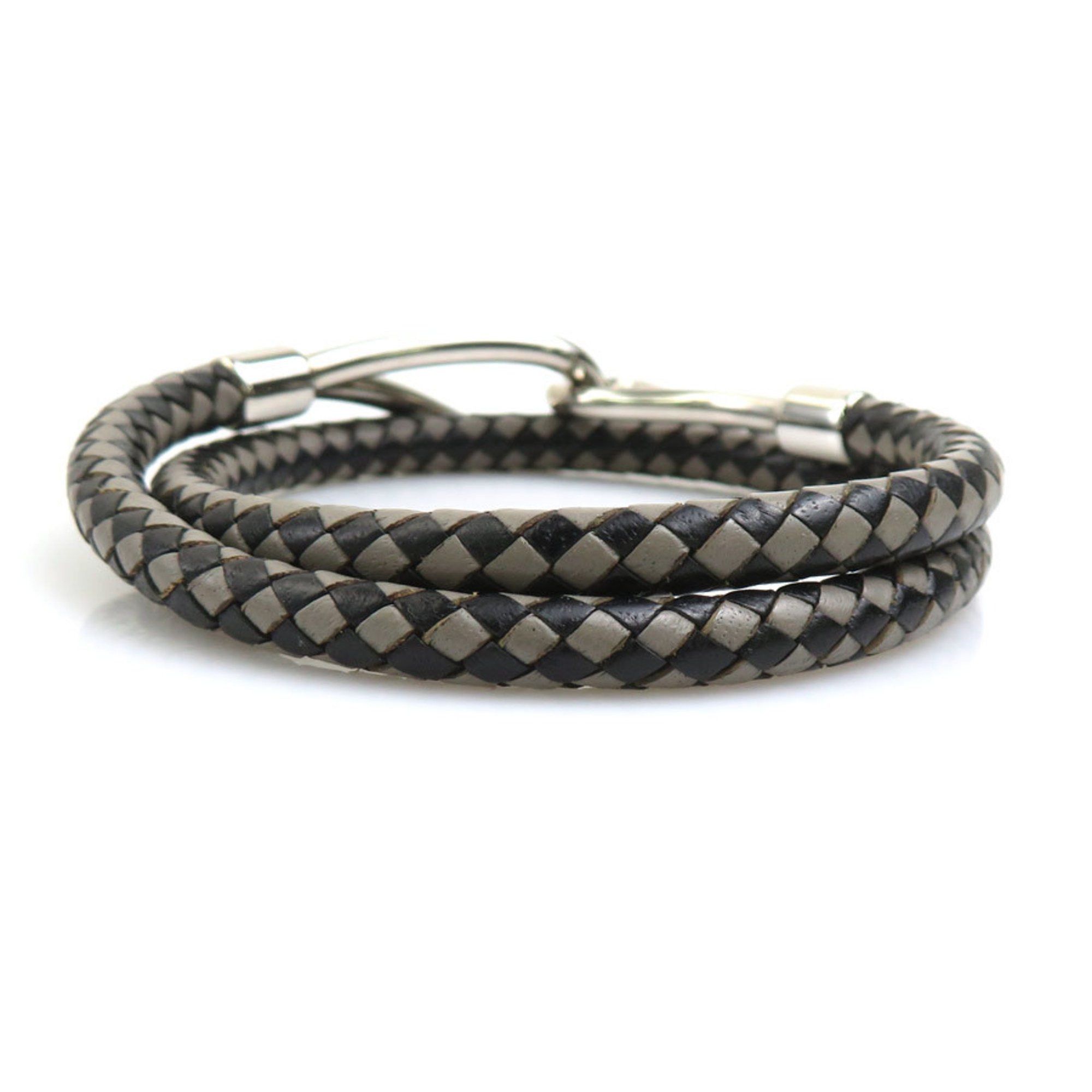 Hermes Hermes Hermès Jumbo Leather Choker Necklace in Black, Gray, and Silver for Women (e60848g) Size ONE SIZE - 3 Thumbnail