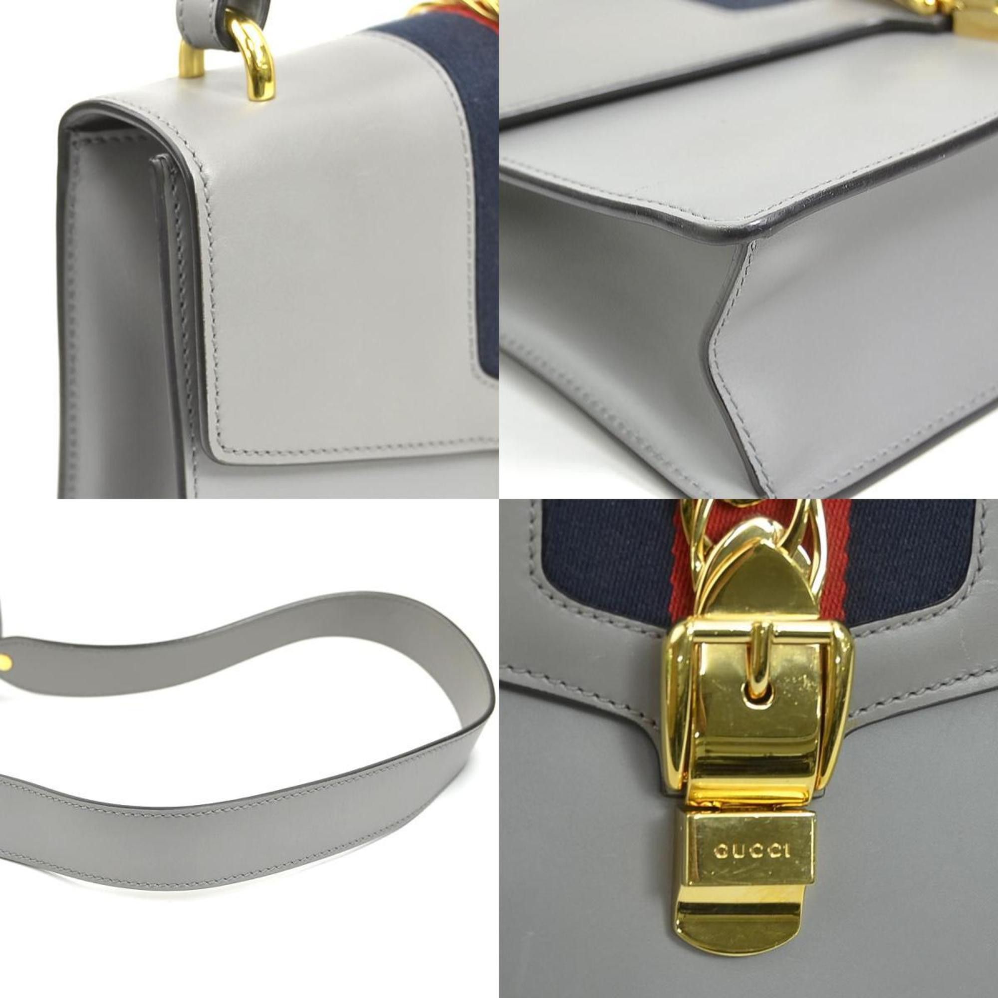 Gucci Gucci Sylvie Small Shoulder Bag in Grey Leather, Women's, 421882 (h31494a) Size ONE SIZE - 3 Thumbnail