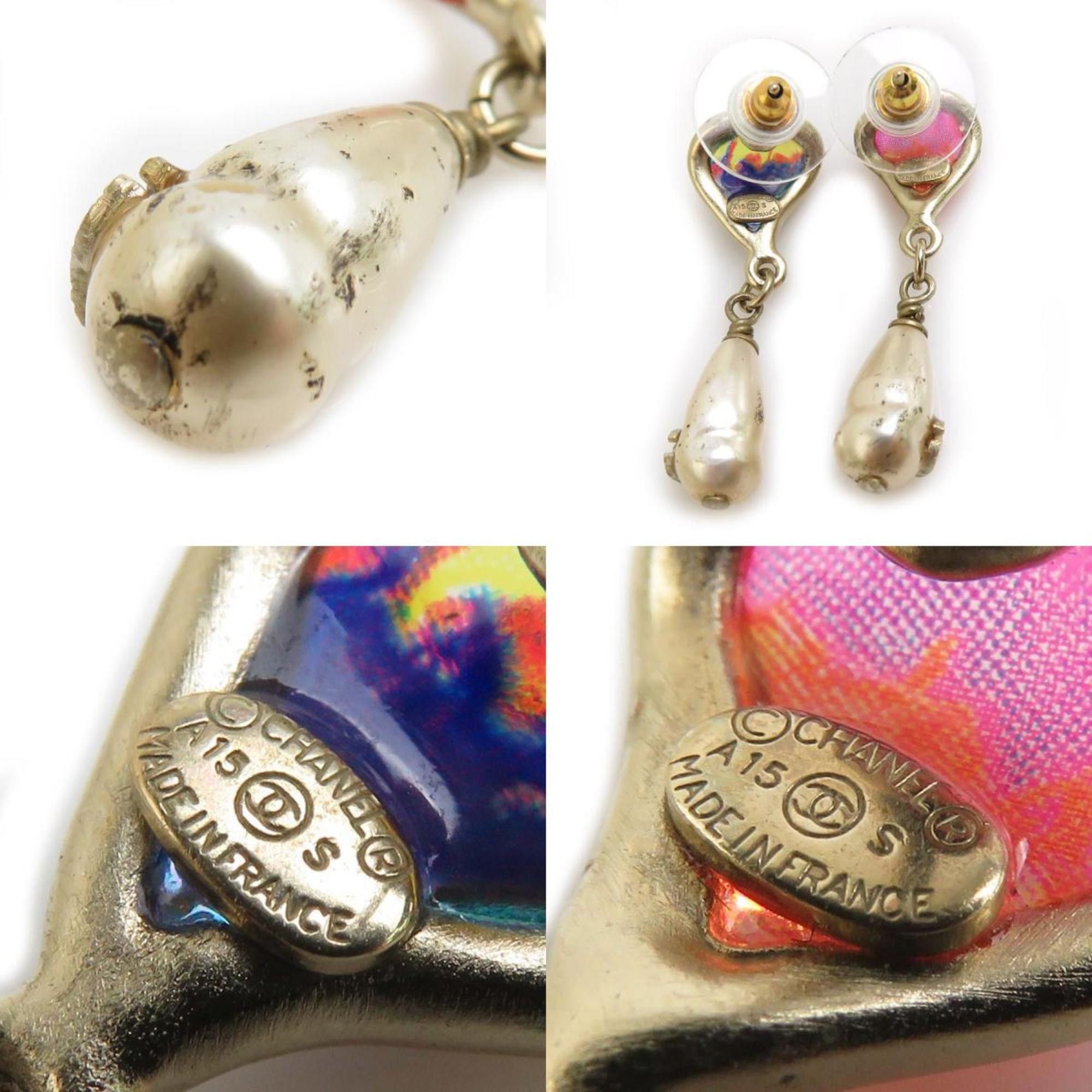Chanel CHANEL Coco Mark Metal Earrings with Faux Pearls in Gold, White, and Multicolor (e60860a) for Women Size ONE SIZE - 5 Thumbnail