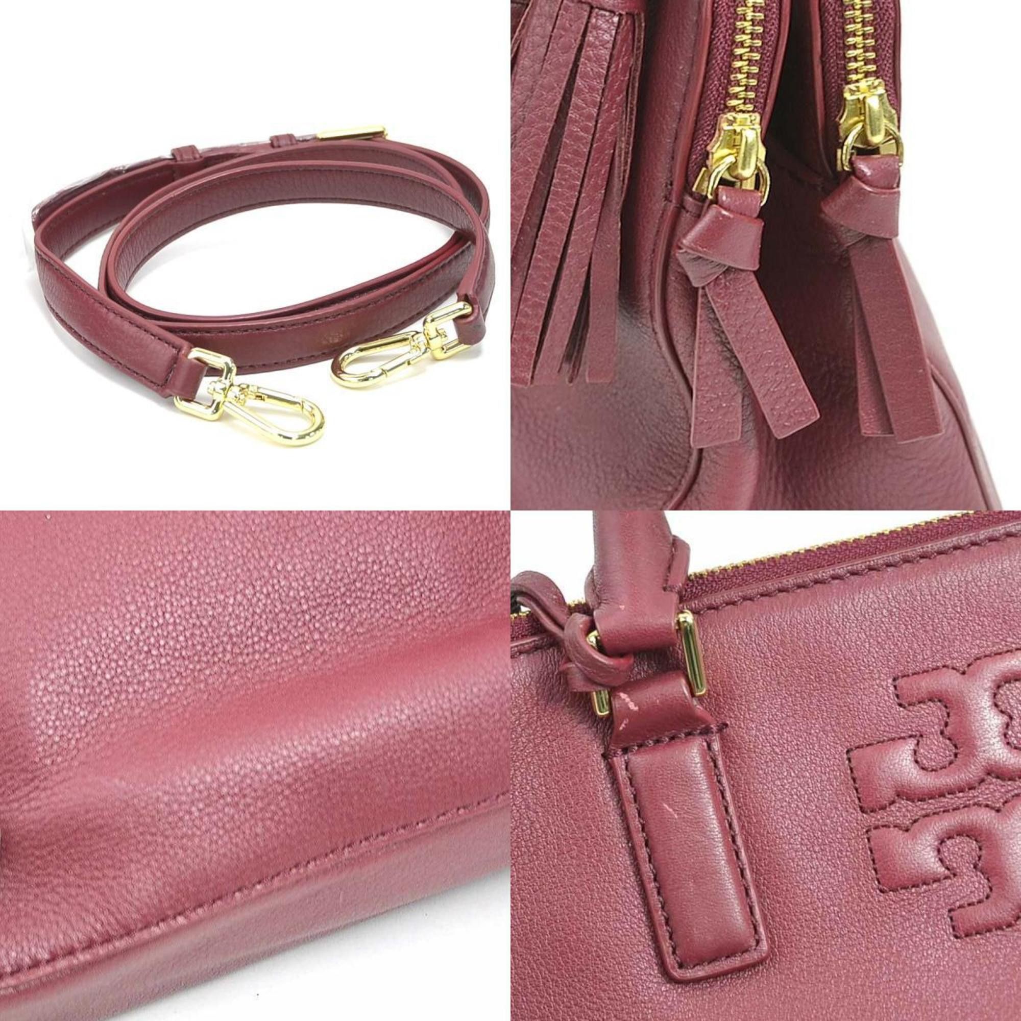 Tory Burch Tory Burch Women's Leather Handbag Shoulder Bag Wine Red (h31493a) Size ONE SIZE - 4 Thumbnail