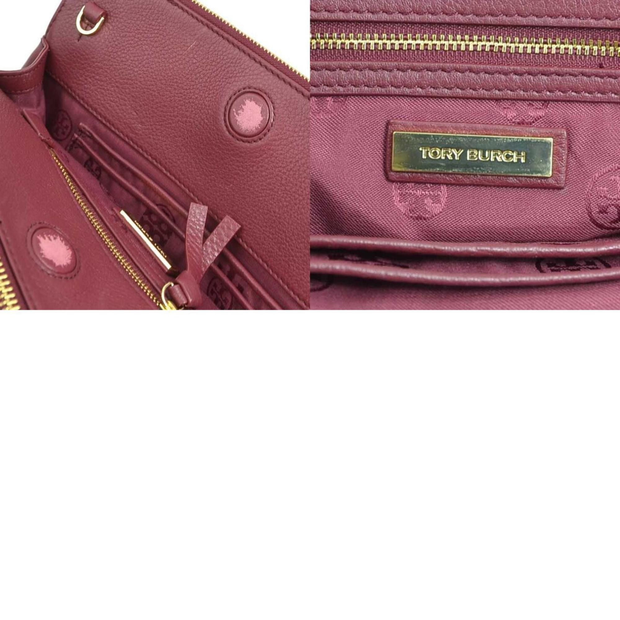 Tory Burch Tory Burch Women's Leather Handbag Shoulder Bag Wine Red (h31493a) Size ONE SIZE - 5 Thumbnail
