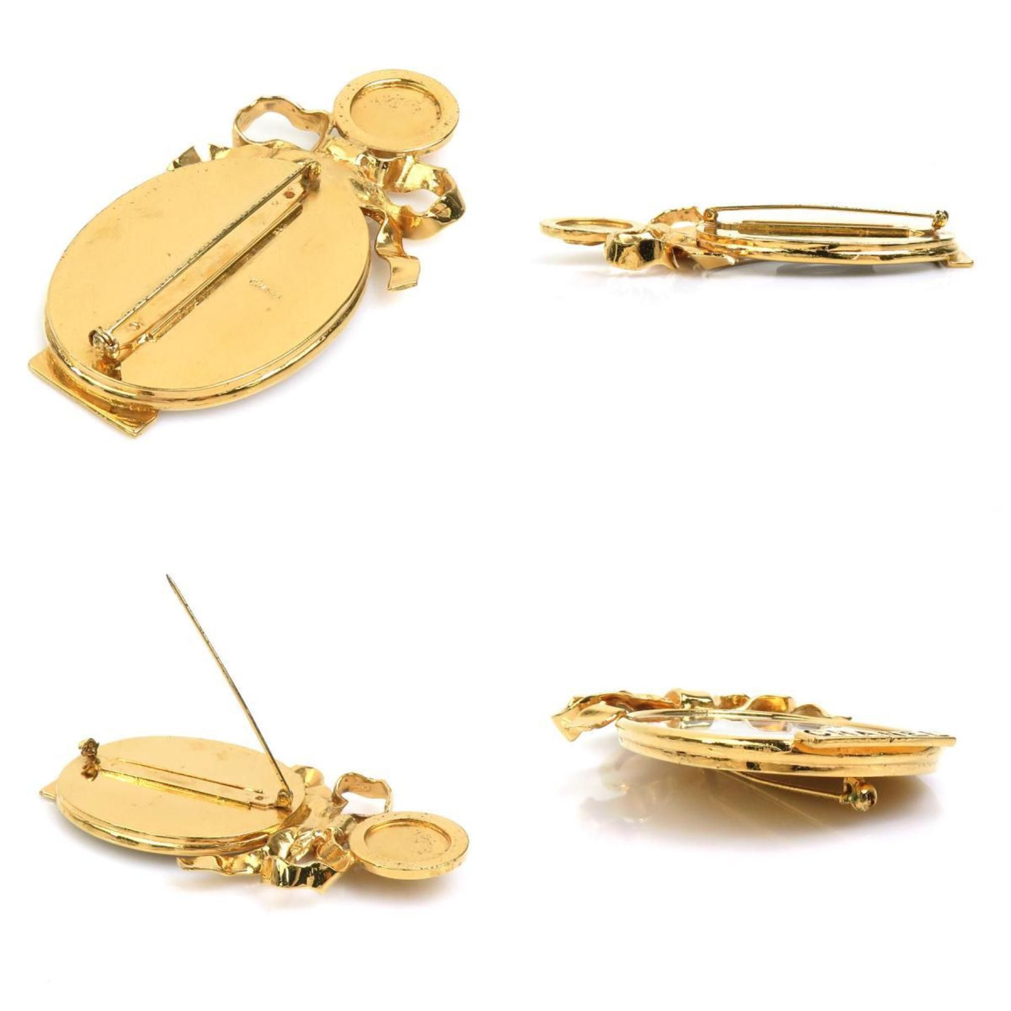 Chanel CHANEL Coco Mark Mirror Metal Gold Brooch for Women e60840a Size ONE SIZE - 3 Thumbnail