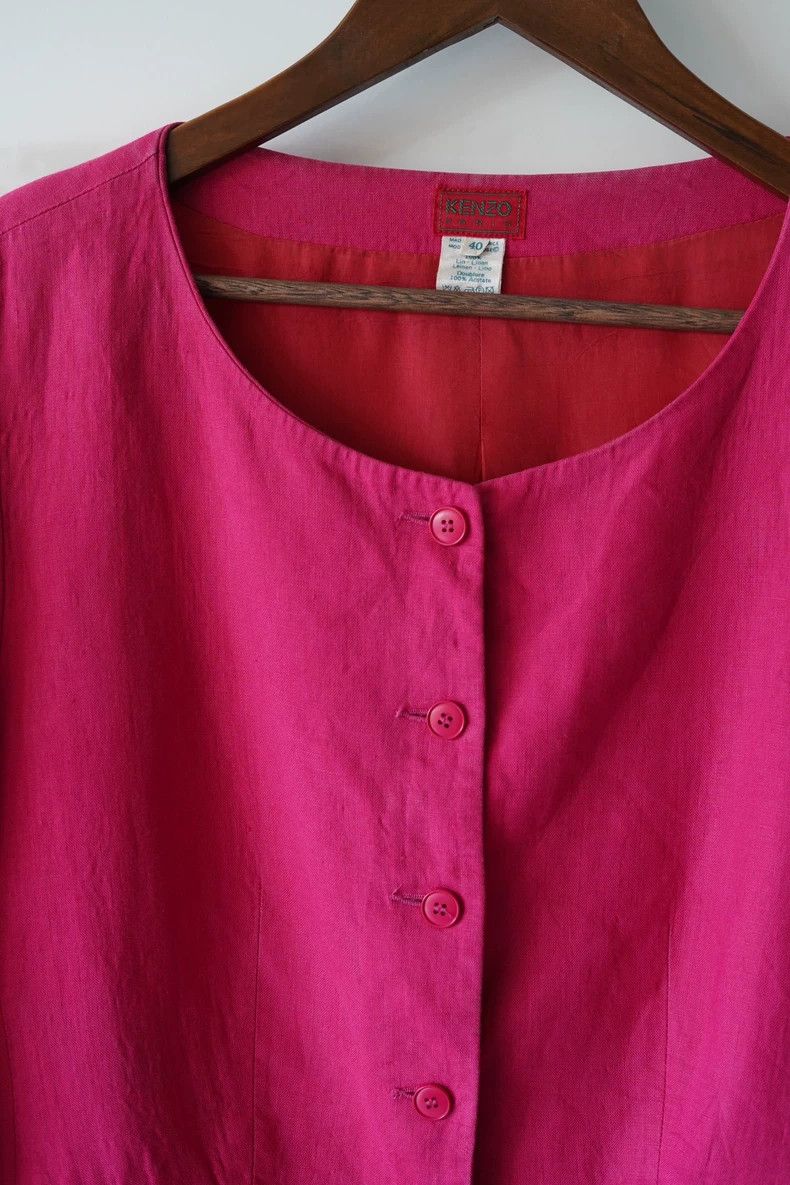 Kenzo KENZO 80s Round Neck Linen Blazer - dmc Size US M / EU 48-50 / 2 - 8 Thumbnail