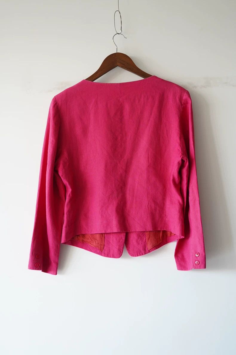 Kenzo KENZO 80s Round Neck Linen Blazer - dmc Size US M / EU 48-50 / 2 - 3 Thumbnail