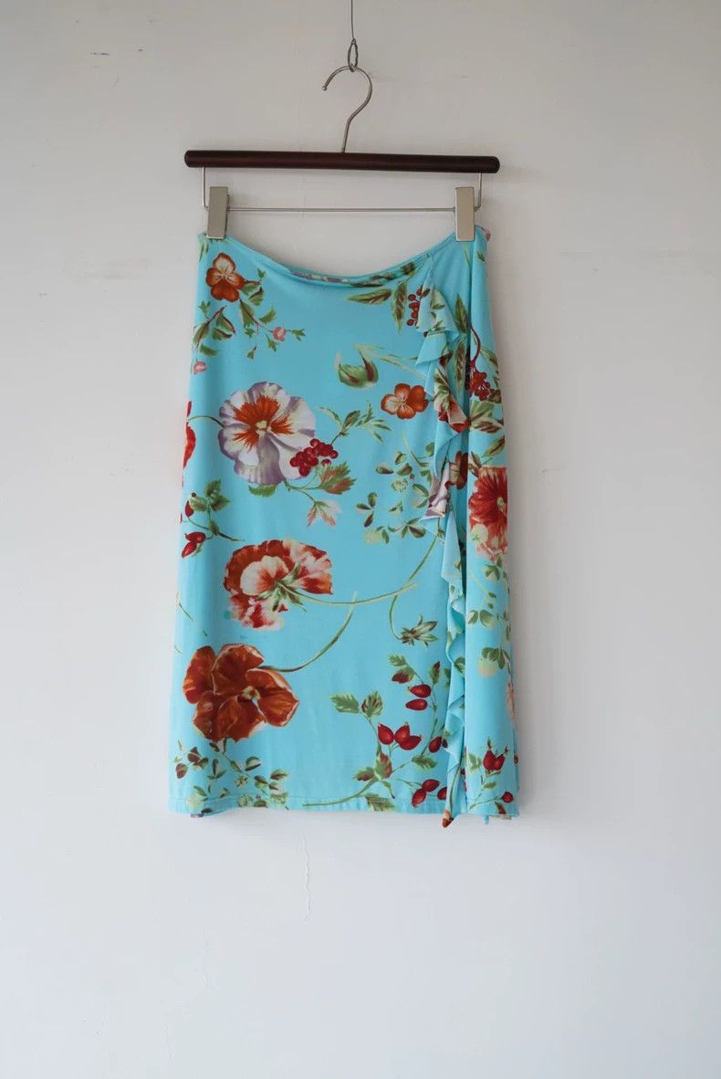 Kenzo Kenzo Vintage Blue Floral Ruffle Skirt - dmc Size US 38 / EU 54 - 2 Thumbnail