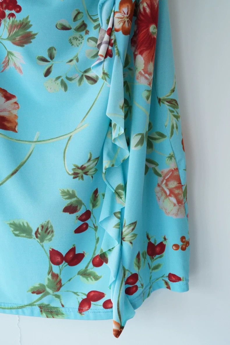 Kenzo Kenzo Vintage Blue Floral Ruffle Skirt - dmc Size US 38 / EU 54 - 3 Thumbnail