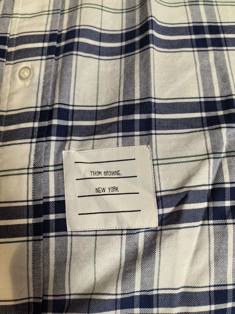 Thom Browne THOM BROWNE Men's Blue Plaid Shirt - dmc Size US M / EU 48-50 / 2 - 4 Thumbnail