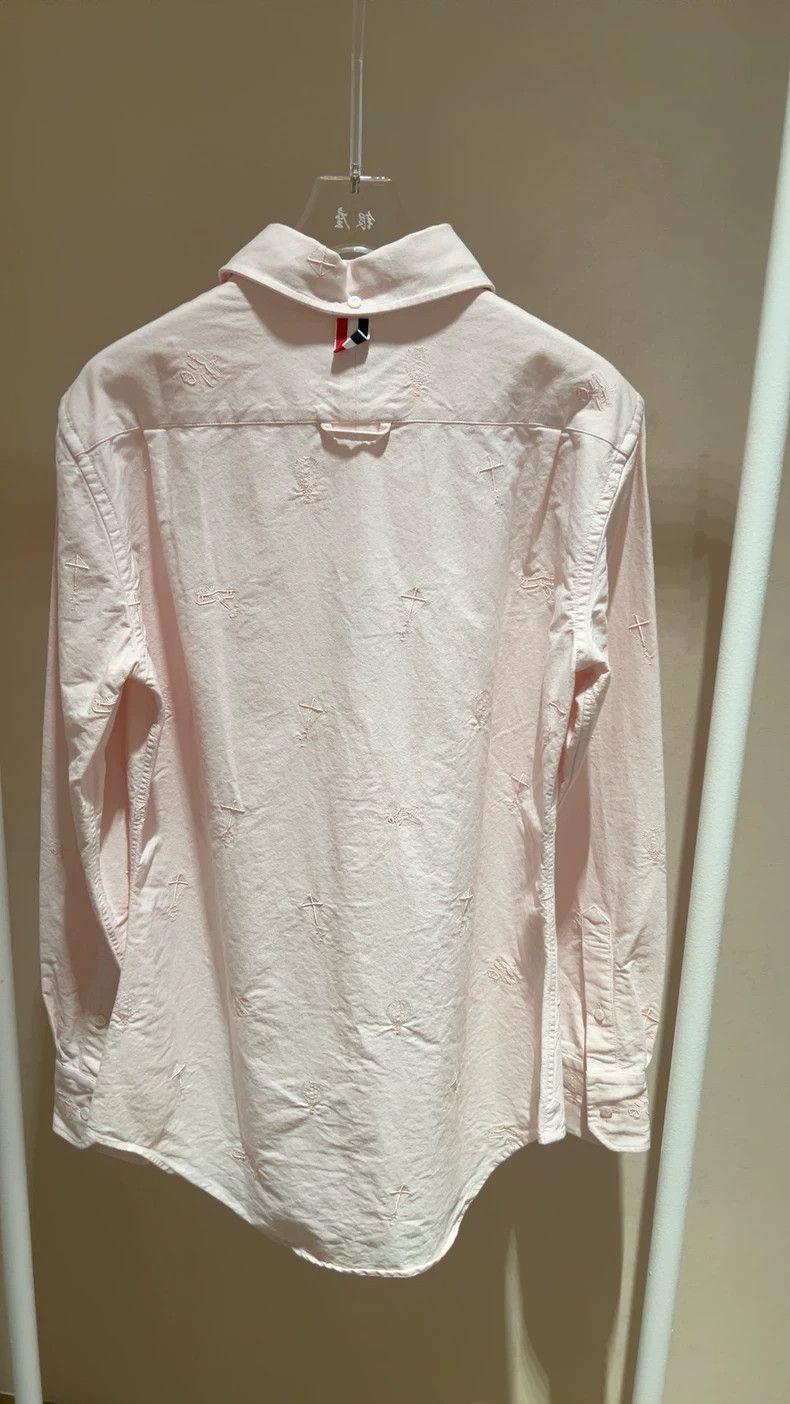 Thom Browne Thom Browne Pink Embroidered Long Sleeve Shirt - dmc Size US S / EU 44-46 / 1 - 6 Thumbnail