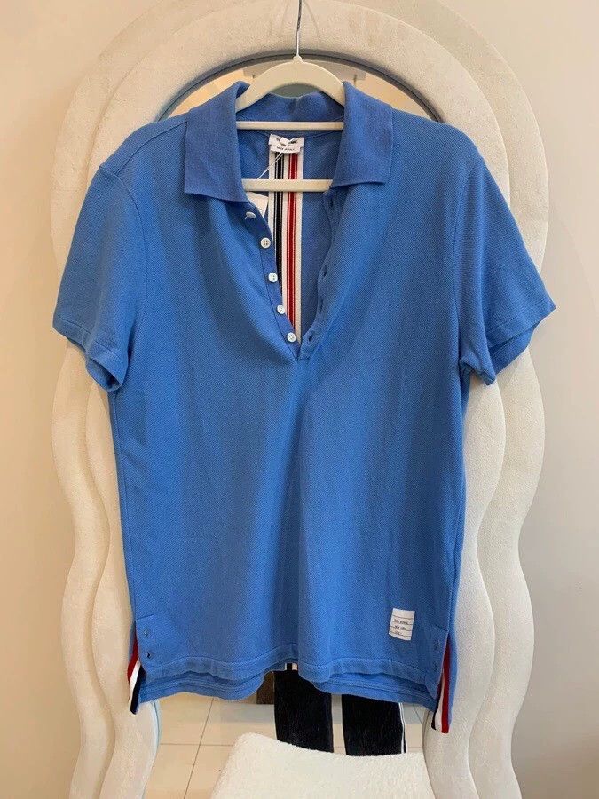 Thom Browne Thom Browne Blue Stripe Polo Shirt - dmc Size US S / EU 44-46 / 1 - 2 Thumbnail