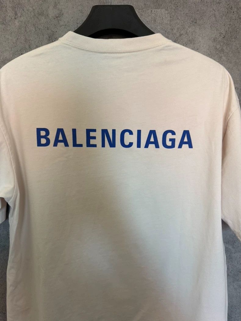 Balenciaga Balenciaga Beige Logo Short Sleeve Tee - dmc Size US M / EU 48-50 / 2 - 6 Thumbnail