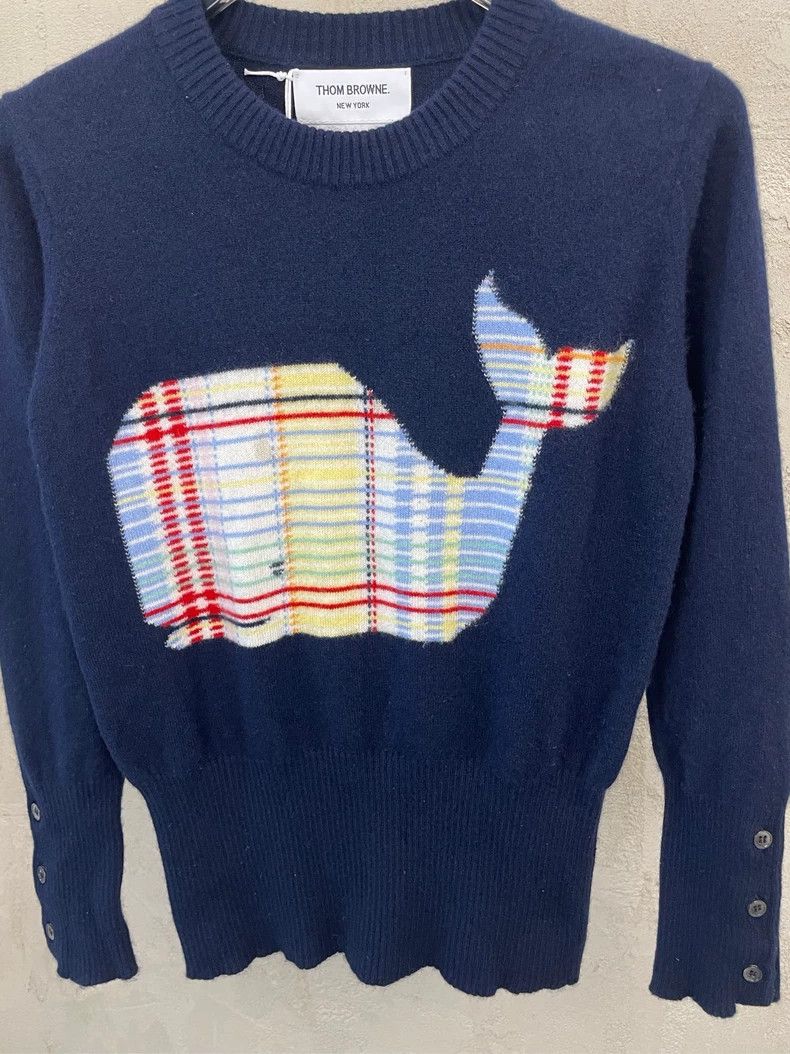Thom Browne Thom Browne Navy Whale Cashmere Sweater - dmc Size US XS / EU 42 / 0 - 4 Thumbnail
