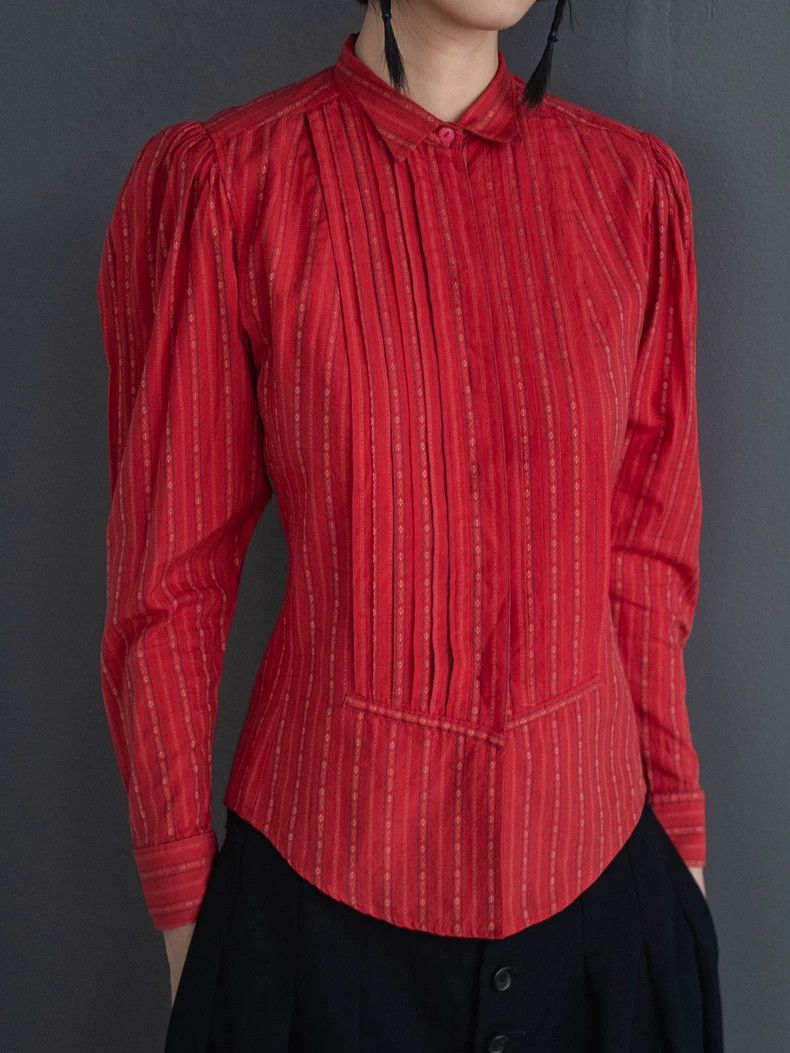 Kenzo 1980s KENZO Red Floral Stripe Blouse - dmc Size US XS / EU 42 / 0 - 7 Thumbnail