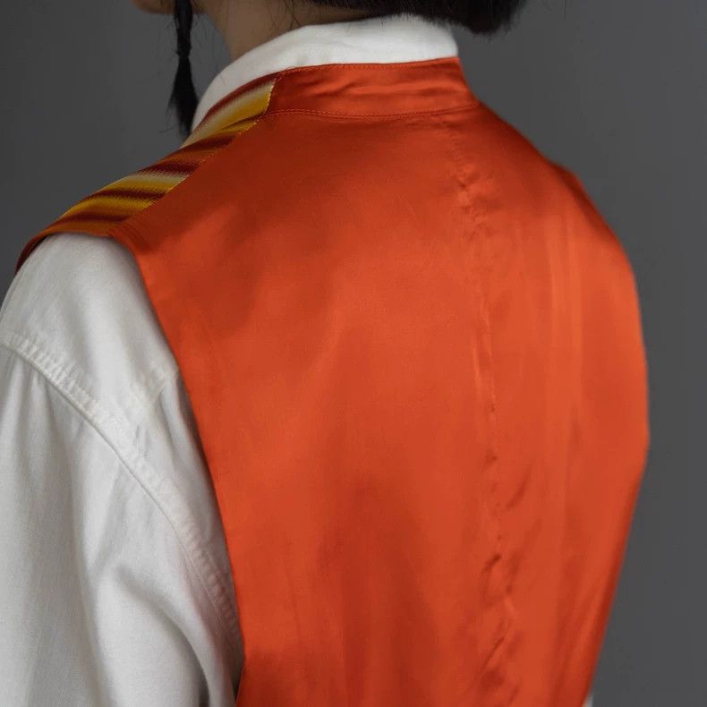 Kenzo 1980s KENZO Orange Stripe Silk Vest - dmc Size US XL / EU 56 / 4 - 7 Thumbnail