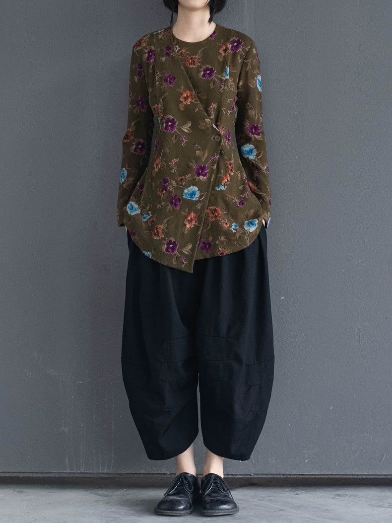 Kenzo 1990s KENZO Vintage Floral Diagonal Placket Top - dmc Size US S / EU 44-46 / 1 - 2 Thumbnail