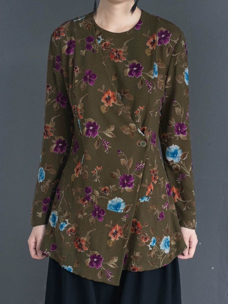 Kenzo 1990s KENZO Vintage Floral Diagonal Placket Top - dmc Size US S / EU 44-46 / 1 - 5 Thumbnail