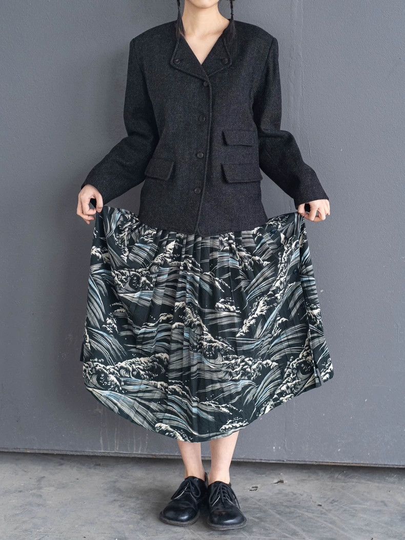 Kenzo KENZO 1986 Vintage Wave Print Pleated Skirt - dmc Size US 26 / EU 42 - 4 Thumbnail