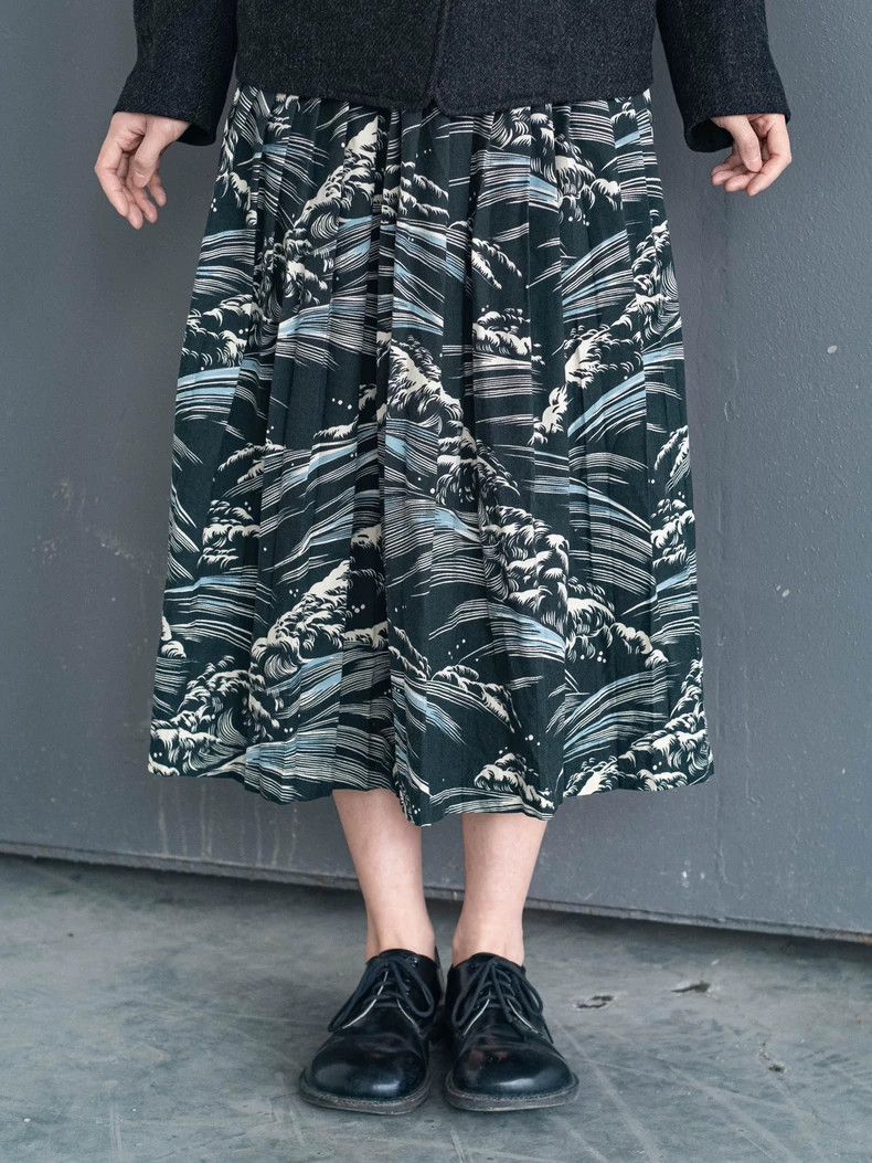 Kenzo KENZO 1986 Vintage Wave Print Pleated Skirt - dmc Size US 26 / EU 42 - 6 Thumbnail