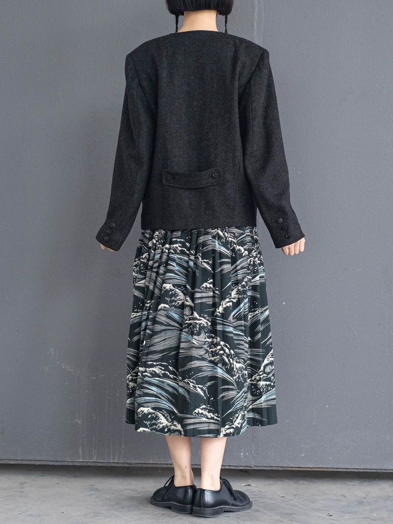 Kenzo KENZO 1986 Vintage Wave Print Pleated Skirt - dmc Size US 26 / EU 42 - 5 Thumbnail