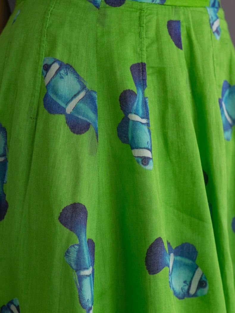 Kenzo 1990s KENZO Vintage Green Fish Skirt - dmc Size US 26 / EU 42 - 6 Thumbnail