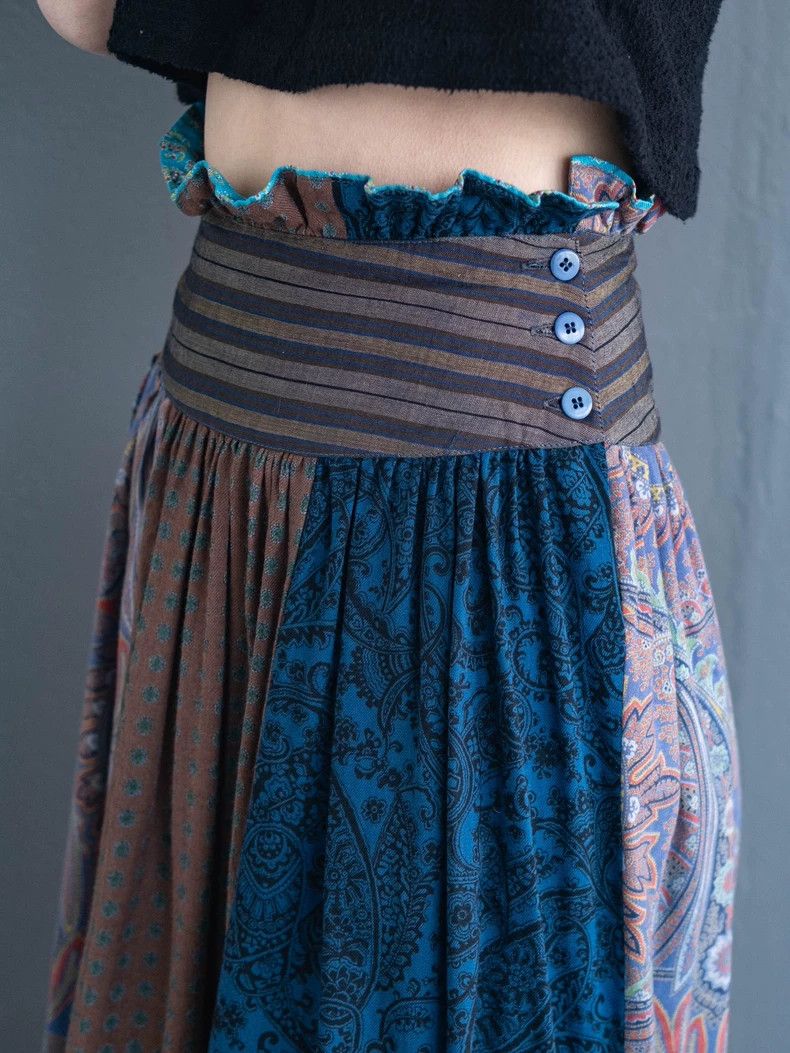 KENZO 1981 Vintage Blue Midi Skirt - dmc