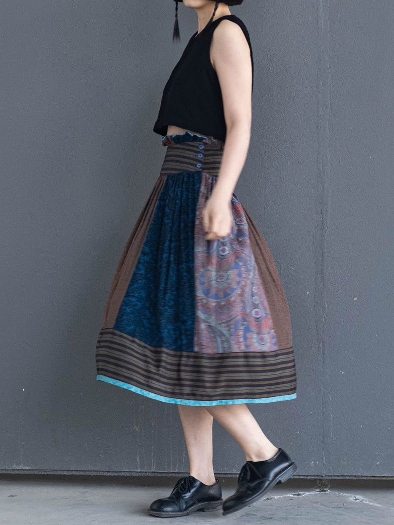 KENZO 1981 Vintage Blue Midi Skirt - dmc