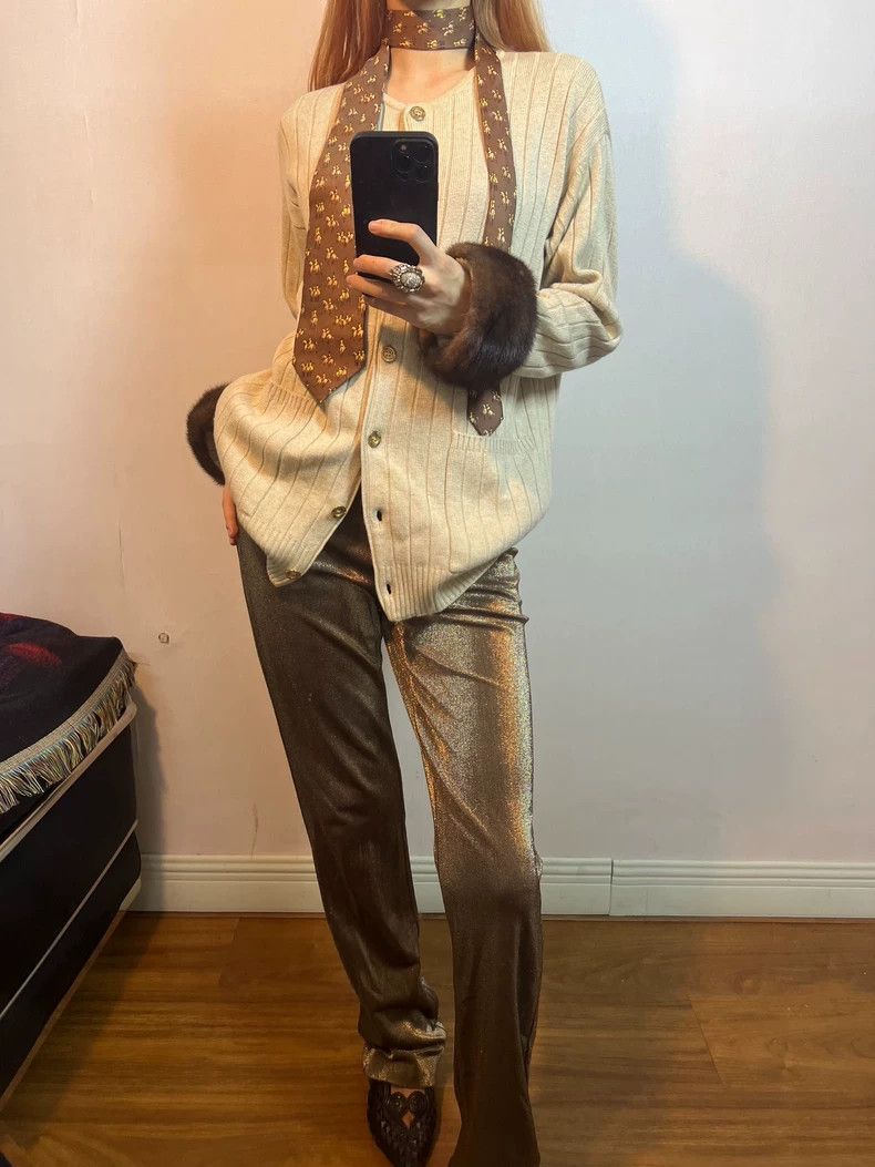 Kenzo Kenzo Gold Shimmer Straight Pants - dmc Size US 27 - 9 Thumbnail