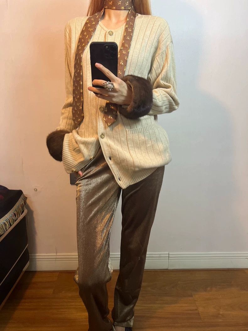 Kenzo Kenzo Gold Shimmer Straight Pants - dmc Size US 27 - 8 Thumbnail