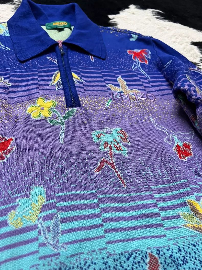 Kenzo Kenzo Gradient Blue Purple Floral Polo - dmc Size US M / EU 48-50 / 2 - 3 Thumbnail