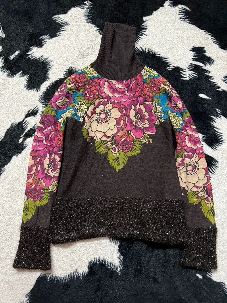 Kenzo Kenzo Floral Turtleneck Knit Top - dmc Size US M / EU 48-50 / 2 - 2 Thumbnail