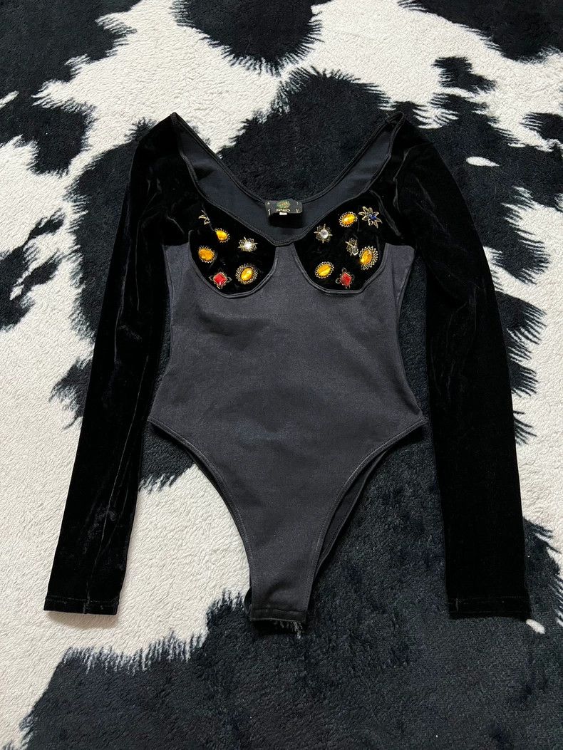 Kenzo Kenzo Gem Decor Velvet Bodysuit - dmc Size US 38 / EU 54 - 2 Thumbnail