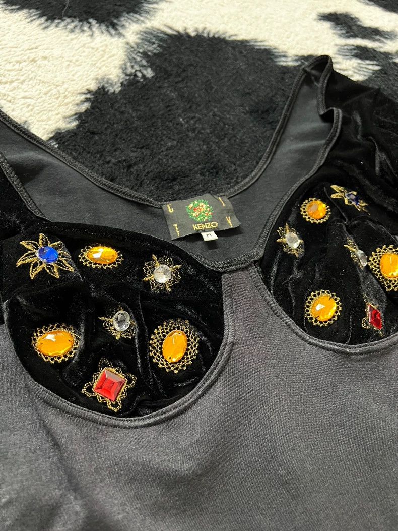 Kenzo Kenzo Gem Decor Velvet Bodysuit - dmc Size US 38 / EU 54 - 4 Thumbnail