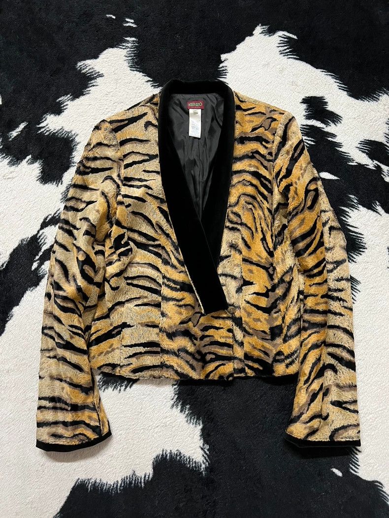 Kenzo Kenzo 1998 Tiger Print Velvet Coat - dmc Size US XS / EU 42 / 0 - 2 Thumbnail