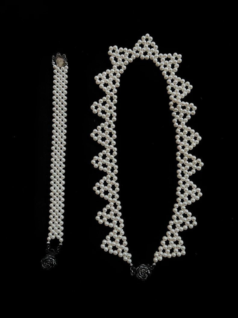 Kenzo Kenzo Pearl Rose Necklace Bracelet Set - dmc Size ONE SIZE - 2 Thumbnail