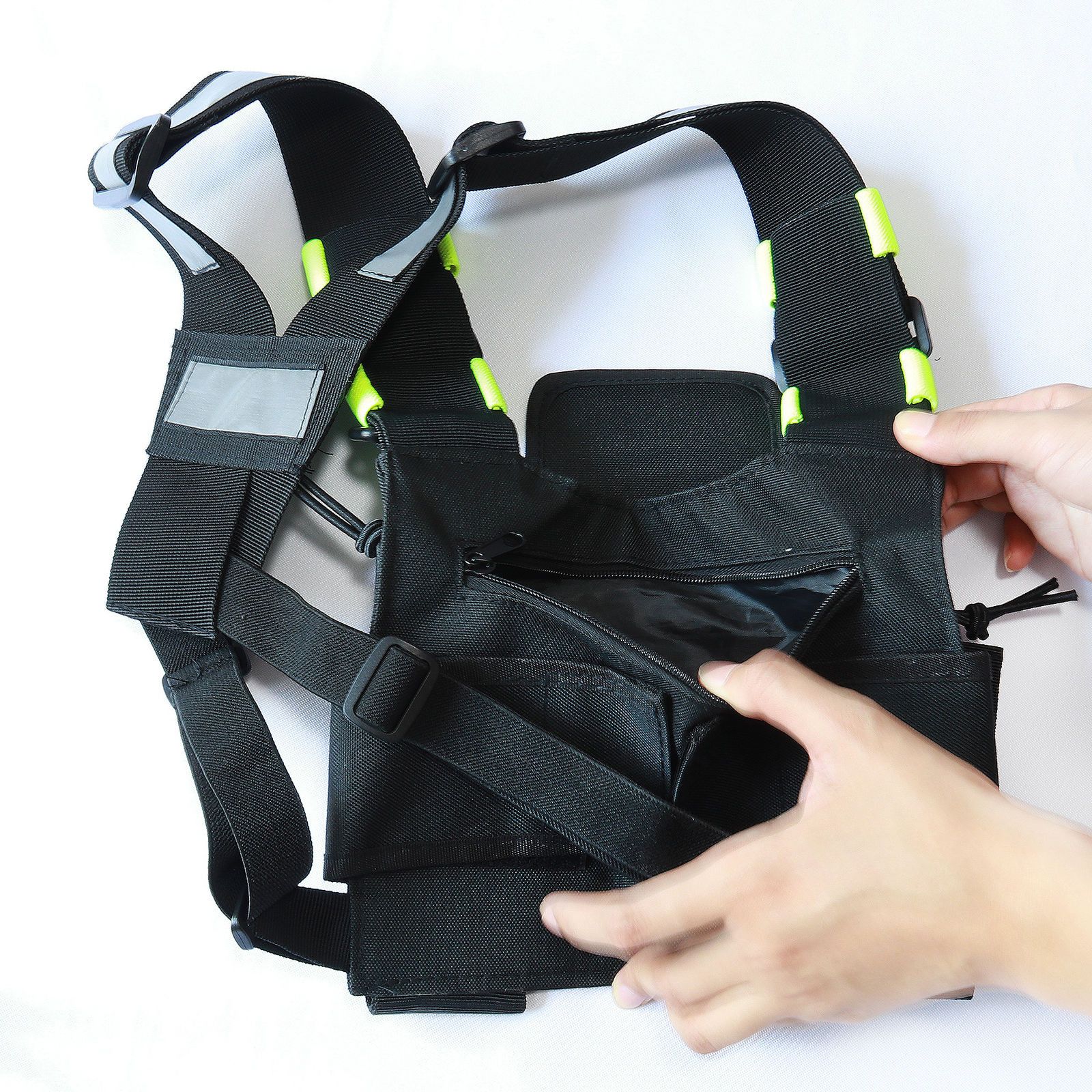 Military × Other × Vintage Black Reflective Tactical chest rig / Fanny ...