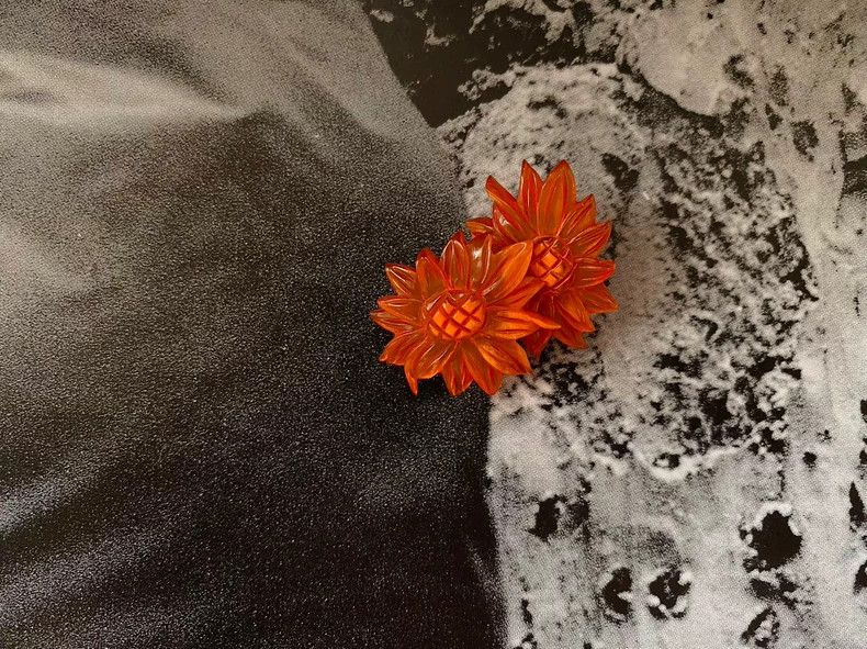 Vintage 1980s Kenzo Gerbera Brooch & Earclip Set - dmc Size ONE SIZE - 5 Thumbnail
